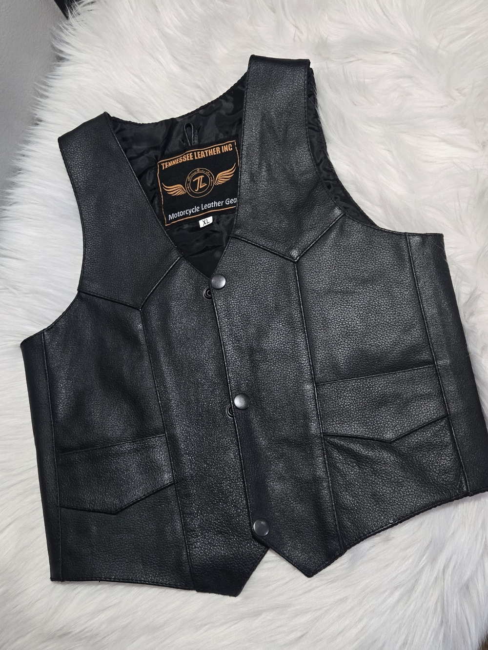 Tennessee Leather Co. Black Kids Motorcycle Vest